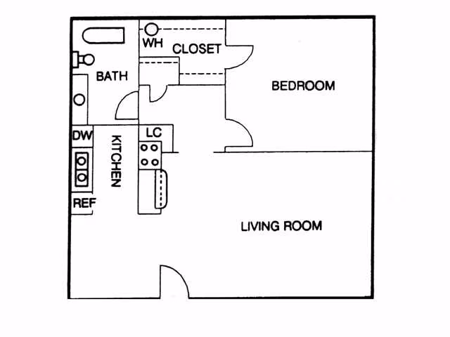 1 Bed, 1 Bath A56 floor plan